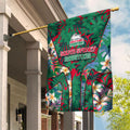 South Sydney Rabbitohs Garden Flag Tropical Hibiscus Floral Pattern With Green And Red Accents
