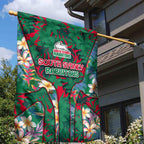 South Sydney Rabbitohs Garden Flag Tropical Hibiscus Floral Pattern With Green And Red Accents