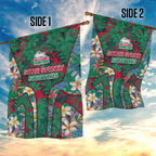 South Sydney Rabbitohs Garden Flag Tropical Hibiscus Floral Pattern With Green And Red Accents