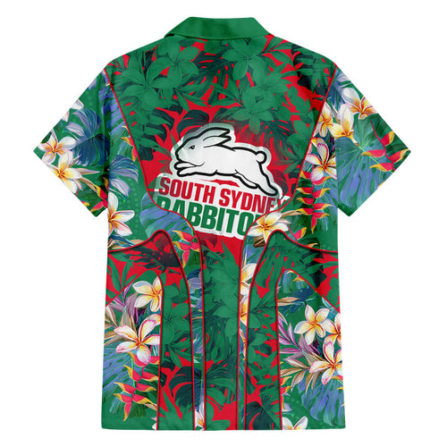 South Sydney Rabbitohs Hawaiian Shirt Tropical Hibiscus Floral Pattern With Green And Red Accents