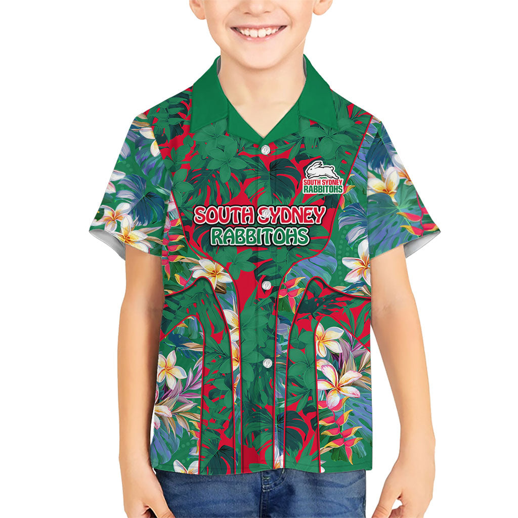 South Sydney Rabbitohs Hawaiian Shirt Tropical Hibiscus Floral Pattern With Green And Red Accents