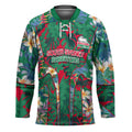 South Sydney Rabbitohs Hockey Jersey Tropical Hibiscus Floral Pattern With Green And Red Accents