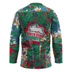 South Sydney Rabbitohs Hockey Jersey Tropical Hibiscus Floral Pattern With Green And Red Accents