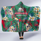 South Sydney Rabbitohs Hooded Blanket Tropical Hibiscus Floral Pattern With Green And Red Accents