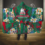 South Sydney Rabbitohs Hooded Blanket Tropical Hibiscus Floral Pattern With Green And Red Accents