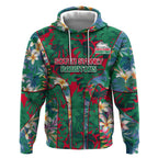 South Sydney Rabbitohs Hoodie Tropical Hibiscus Floral Pattern With Green And Red Accents