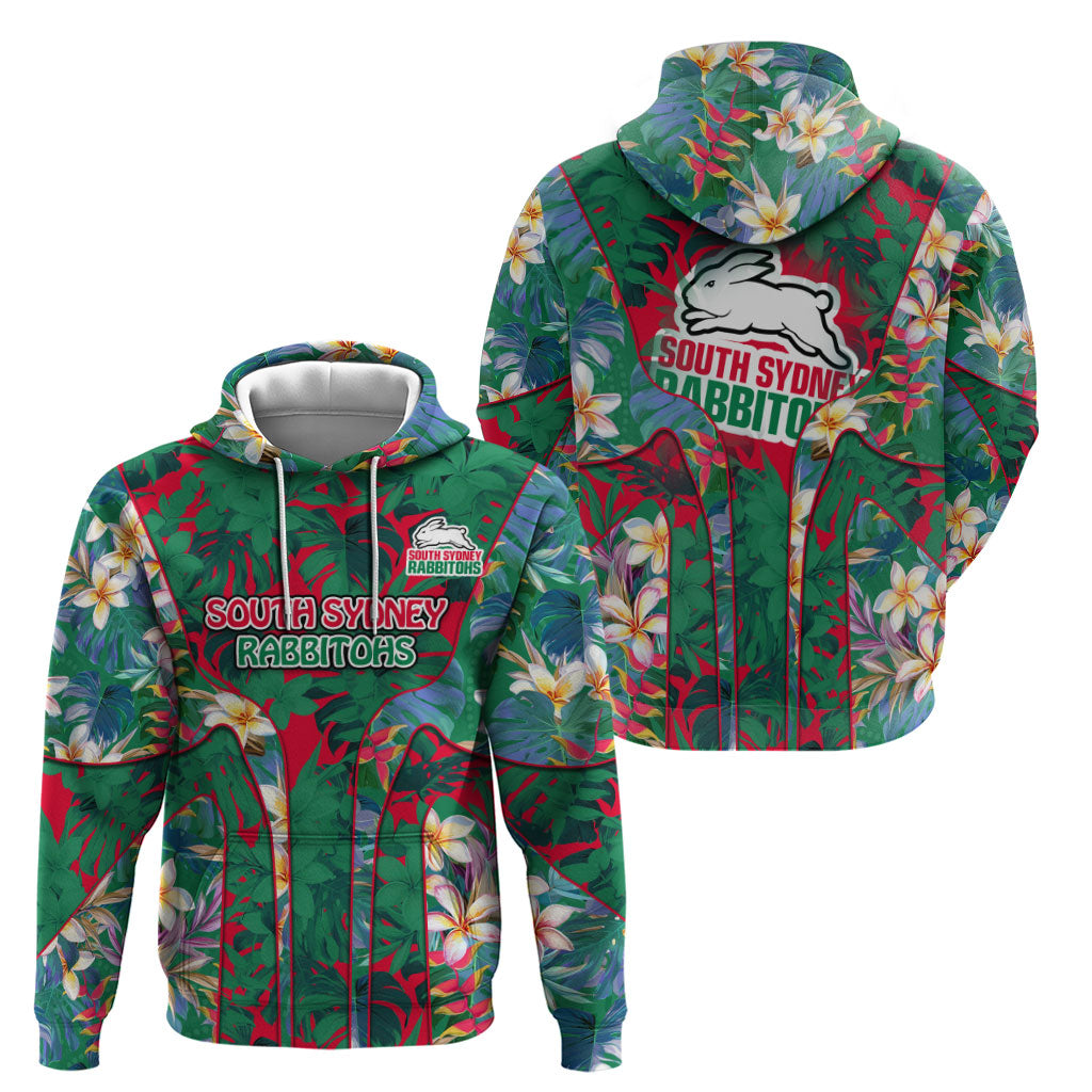 South Sydney Rabbitohs Hoodie Tropical Hibiscus Floral Pattern With Green And Red Accents
