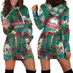 South Sydney Rabbitohs Hoodie Dress Tropical Hibiscus Floral Pattern With Green And Red Accents