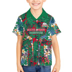 South Sydney Rabbitohs Kid Hawaiian Shirt Tropical Hibiscus Floral Pattern With Green And Red Accents