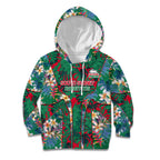 South Sydney Rabbitohs Kid Hoodie Tropical Hibiscus Floral Pattern With Green And Red Accents