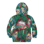 South Sydney Rabbitohs Kid Hoodie Tropical Hibiscus Floral Pattern With Green And Red Accents