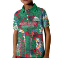South Sydney Rabbitohs Kid Polo Shirt Tropical Hibiscus Floral Pattern With Green And Red Accents