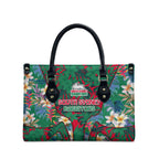 South Sydney Rabbitohs Leather Bag Tropical Hibiscus Floral Pattern With Green And Red Accents
