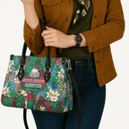 South Sydney Rabbitohs Leather Bag Tropical Hibiscus Floral Pattern With Green And Red Accents