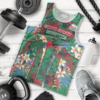 South Sydney Rabbitohs Men Tank Top Tropical Hibiscus Floral Pattern With Green And Red Accents