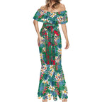 South Sydney Rabbitohs Mermaid Dress Tropical Hibiscus Floral Pattern With Green And Red Accents