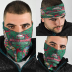 South Sydney Rabbitohs Neck Gaiter Tropical Hibiscus Floral Pattern With Green And Red Accents