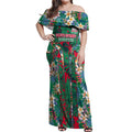 South Sydney Rabbitohs Off Shoulder Maxi Dress Tropical Hibiscus Floral Pattern With Green And Red Accents