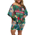 South Sydney Rabbitohs Off Shoulder Short Dress Tropical Hibiscus Floral Pattern With Green And Red Accents