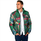 South Sydney Rabbitohs Padded Jacket Tropical Hibiscus Floral Pattern With Green And Red Accents