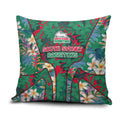 South Sydney Rabbitohs Pillow Cover Tropical Hibiscus Floral Pattern With Green And Red Accents