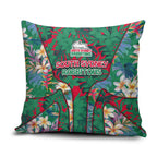 South Sydney Rabbitohs Pillow Cover Tropical Hibiscus Floral Pattern With Green And Red Accents
