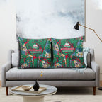 South Sydney Rabbitohs Pillow Cover Tropical Hibiscus Floral Pattern With Green And Red Accents
