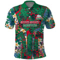 South Sydney Rabbitohs Polo Shirt Tropical Hibiscus Floral Pattern With Green And Red Accents