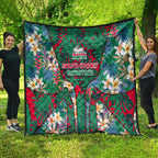 South Sydney Rabbitohs Quilt Tropical Hibiscus Floral Pattern With Green And Red Accents