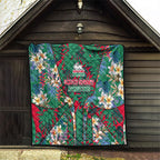 South Sydney Rabbitohs Quilt Tropical Hibiscus Floral Pattern With Green And Red Accents