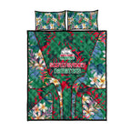 South Sydney Rabbitohs Quilt Bed Set Tropical Hibiscus Floral Pattern With Green And Red Accents