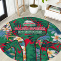 South Sydney Rabbitohs Round Carpet Tropical Hibiscus Floral Pattern With Green And Red Accents
