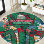 South Sydney Rabbitohs Round Carpet Tropical Hibiscus Floral Pattern With Green And Red Accents