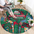 South Sydney Rabbitohs Round Carpet Tropical Hibiscus Floral Pattern With Green And Red Accents