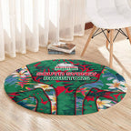 South Sydney Rabbitohs Round Carpet Tropical Hibiscus Floral Pattern With Green And Red Accents