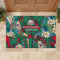 South Sydney Rabbitohs Rubber Doormat Tropical Hibiscus Floral Pattern With Green And Red Accents
