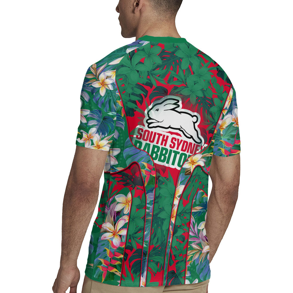 South Sydney Rabbitohs Rugby Jersey Tropical Hibiscus Floral Pattern With Green And Red Accents