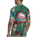 South Sydney Rabbitohs Rugby Jersey Tropical Hibiscus Floral Pattern With Green And Red Accents