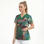 South Sydney Rabbitohs Scrub Top Tropical Hibiscus Floral Pattern With Green And Red Accents