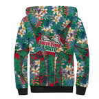 South Sydney Rabbitohs Sherpa Hoodie Tropical Hibiscus Floral Pattern With Green And Red Accents