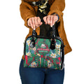South Sydney Rabbitohs Shoulder Handbag Tropical Hibiscus Floral Pattern With Green And Red Accents