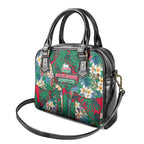 South Sydney Rabbitohs Shoulder Handbag Tropical Hibiscus Floral Pattern With Green And Red Accents