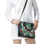 South Sydney Rabbitohs Shoulder Handbag Tropical Hibiscus Floral Pattern With Green And Red Accents