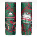 South Sydney Rabbitohs Skinny Tumbler Tropical Hibiscus Floral Pattern With Green And Red Accents