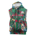 South Sydney Rabbitohs Sleeveless Hoodie Tropical Hibiscus Floral Pattern With Green And Red Accents