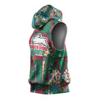 South Sydney Rabbitohs Sleeveless Hoodie Tropical Hibiscus Floral Pattern With Green And Red Accents