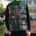 South Sydney Rabbitohs Sleeveless Puffer Jacket Tropical Hibiscus Floral Pattern With Green And Red Accents