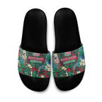 South Sydney Rabbitohs Slide Sandals Tropical Hibiscus Floral Pattern With Green And Red Accents