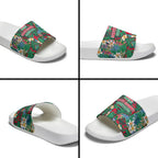 South Sydney Rabbitohs Slide Sandals Tropical Hibiscus Floral Pattern With Green And Red Accents