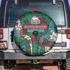 South Sydney Rabbitohs Spare Tire Cover Tropical Hibiscus Floral Pattern With Green And Red Accents